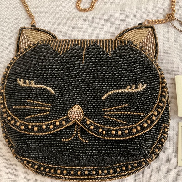NEW Mary FrancesWhisker Beaded Cat Crossbody Clutch Bag - Picture 11 of 12